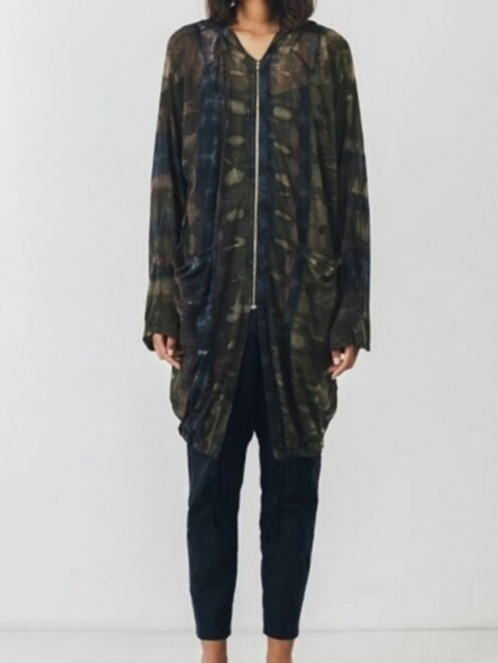 Raquel Allegra Pre-Fall 2019 Runway Mesh Jacket Earthy Tie Dye Size 2 Or Medium
